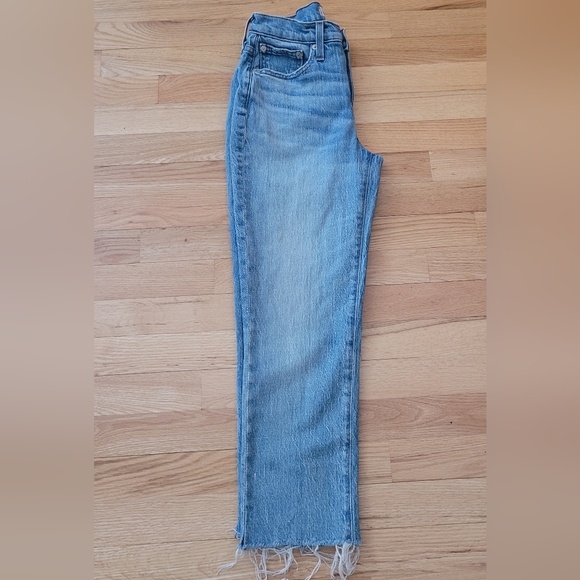 MADEWELL THE PERFECT VINTAGE JEANS HIGH RISE COMFORT STRETCH RAW HEM 25 PETITE - Picture 4 of 13